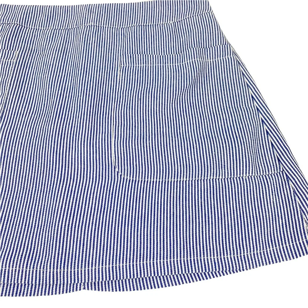 Seek The Label Blue White Pinstripe Mini Skirt Small - Picture 6 of 10